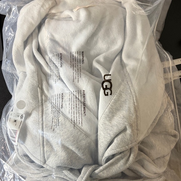 UGG Duffield Robe II Womens Grey double knit fleece pockets belt Sz M NEW - Picture 5 of 8